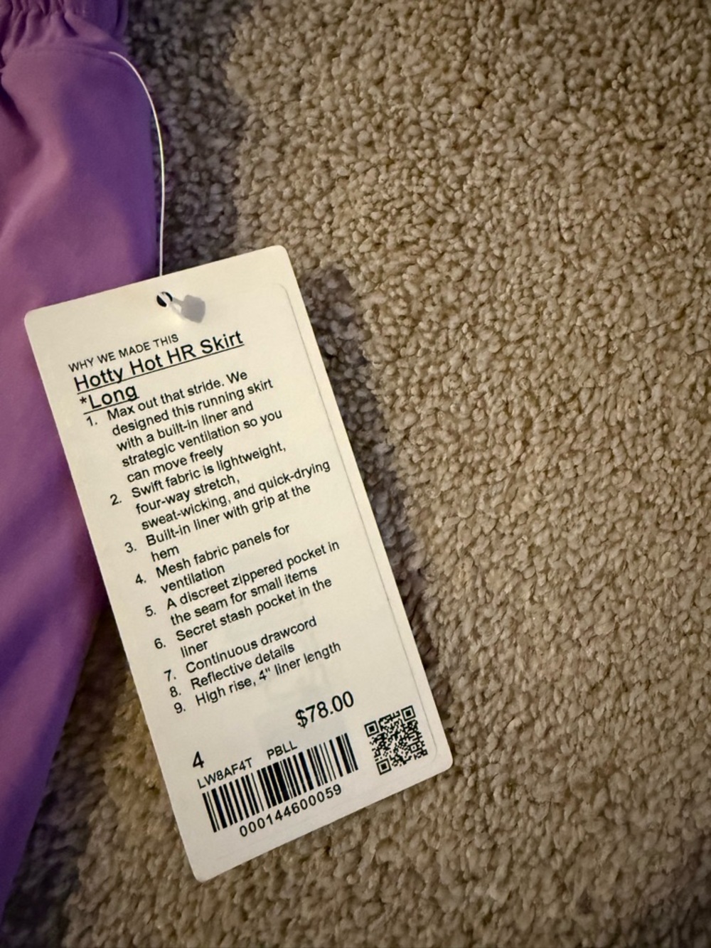 Lululemon Hotty Hot HR Skirt Tennis Golf Long Purple Blossom Light Size 4 NWT - Picture 9 of 11